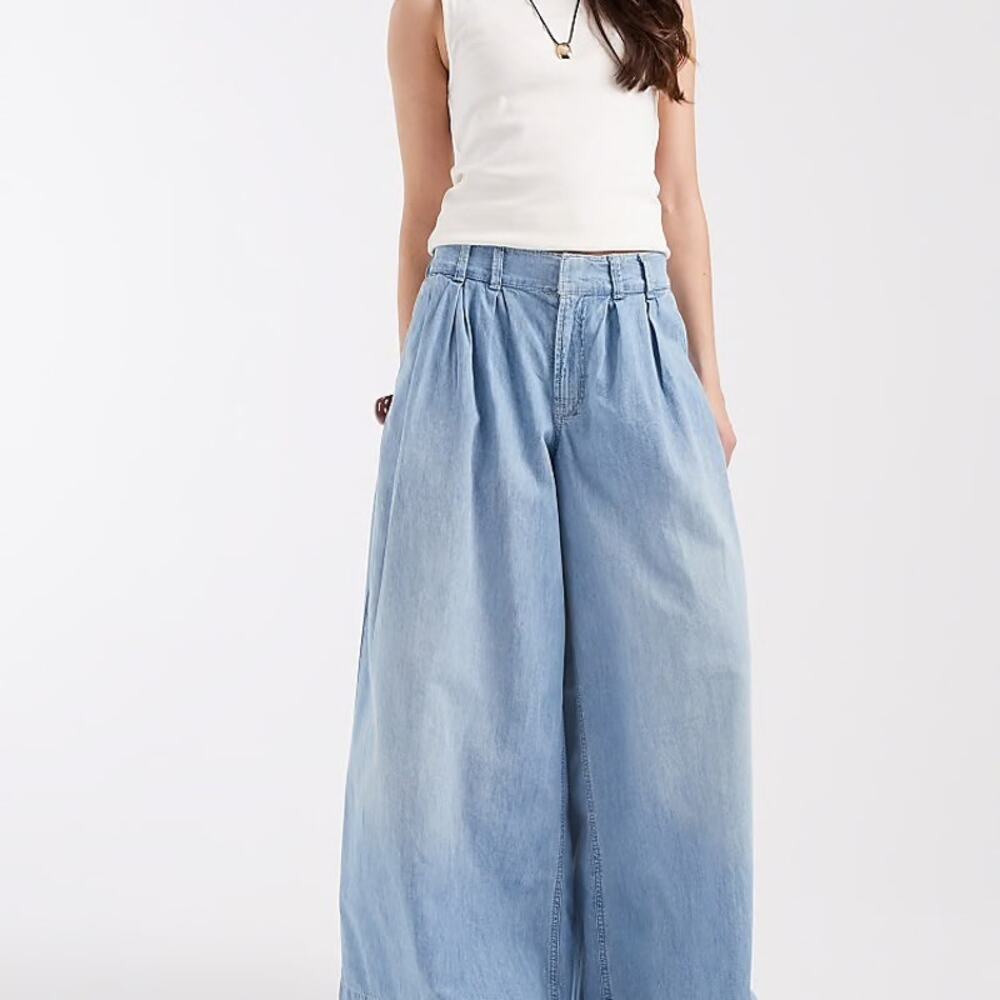 We The Free Free People Scout Wide Leg Pull On Jeans - California Blue - Size M